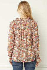 Long Sleeve Floral Ruffle Top